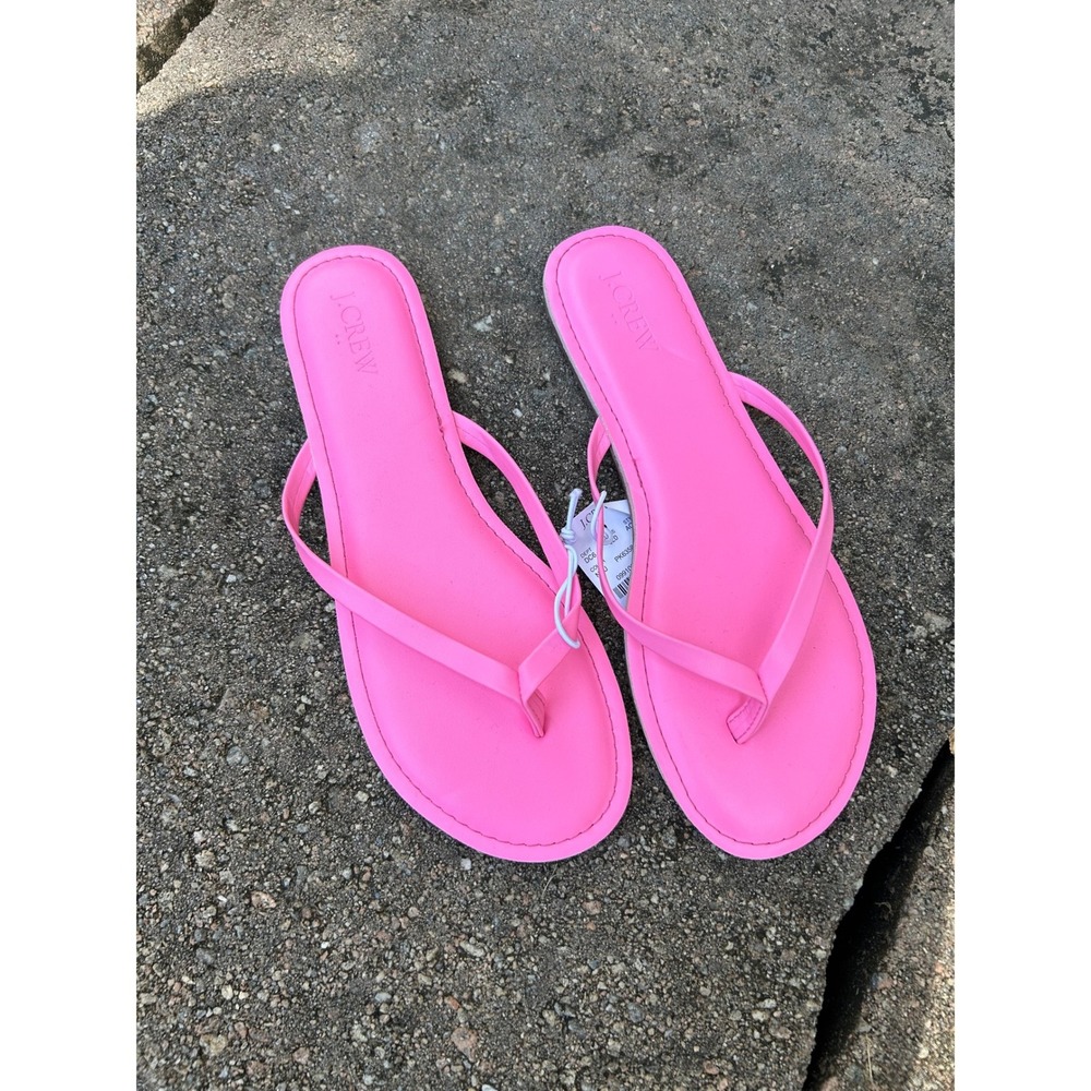 J.Crew Y2K Preppy Barbiecore Beach Pool Neon Pink Flip Flop Sandals Size 9M NEW